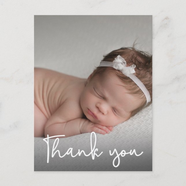 Vertical Baby girl Birth Announcement & Thank You Postcard (Front)