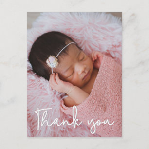 Vertical Baby Girl birth Photo Thank You Postcard