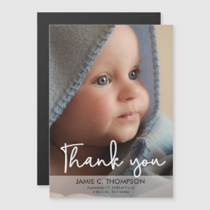 Vertical Baby Photo Birth Announcement Thank You
