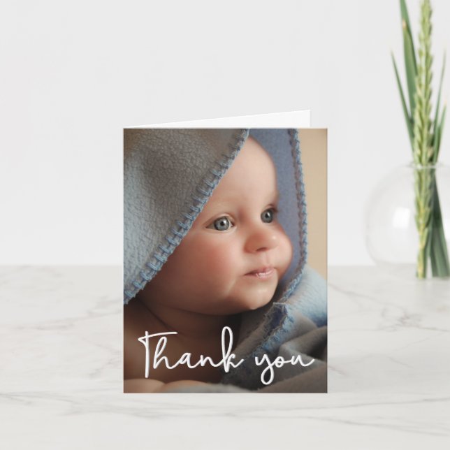 Vertical Baby Photo Birth Announcement Thank You P (Front)