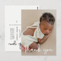 Vertical Baby photo Birth Announcement Thank you