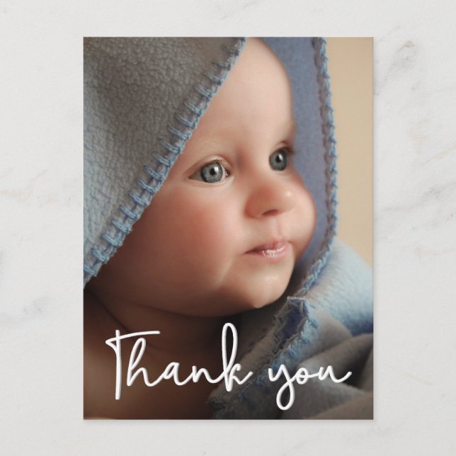 Vertical Baby Shower Birth Announcement Thank You Postcard (Front)