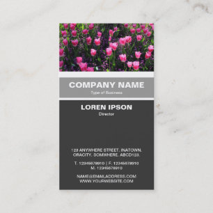 Vertical Banded - Bed of Pink Tulips Business Card