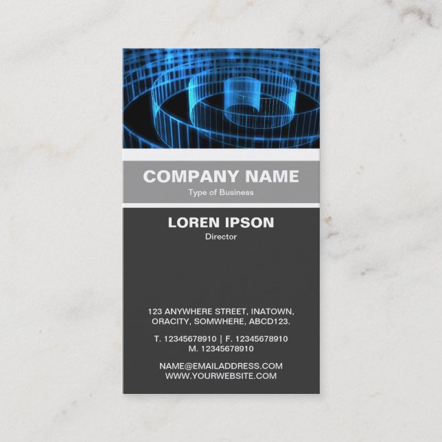 Vertical Banded - Blue Spiral Business Card (Front)