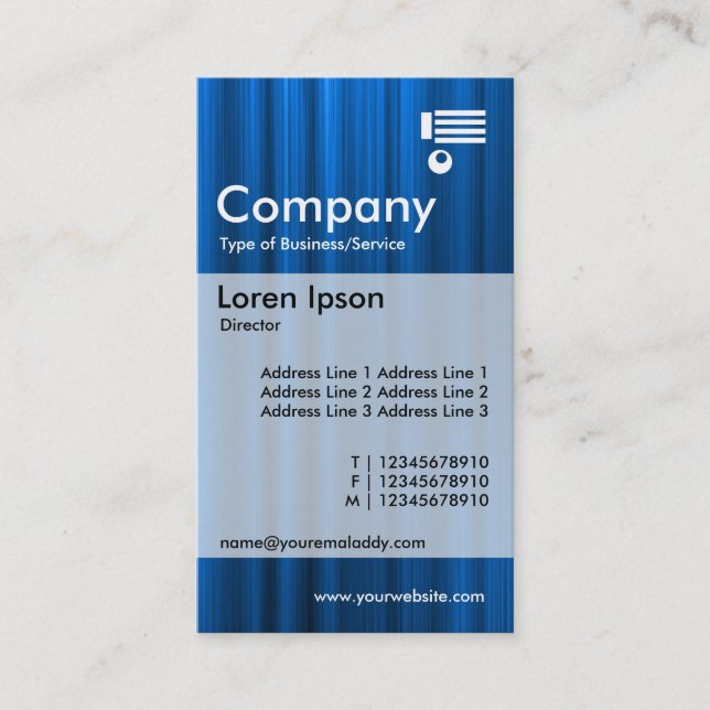 Vertical Banded - Brushed Blue Business Card (Front)