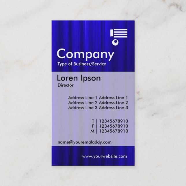Vertical Banded - Brushed Deep Blue Business Card (Front)