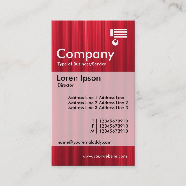 Vertical Banded - Brushed Red Business Card (Front)
