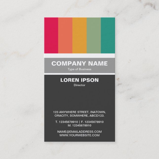 Vertical Banded - Colour bars 01 Business Card (Front)