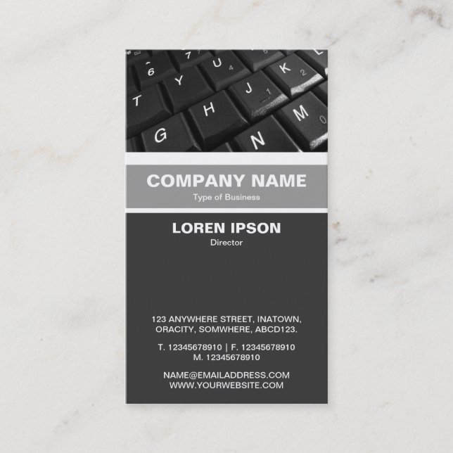 Vertical Banded - Computer Keyboard Business Card (Front)