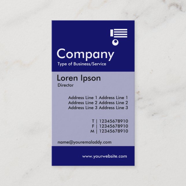 Vertical Banded - Dark Blue Business Card (Front)
