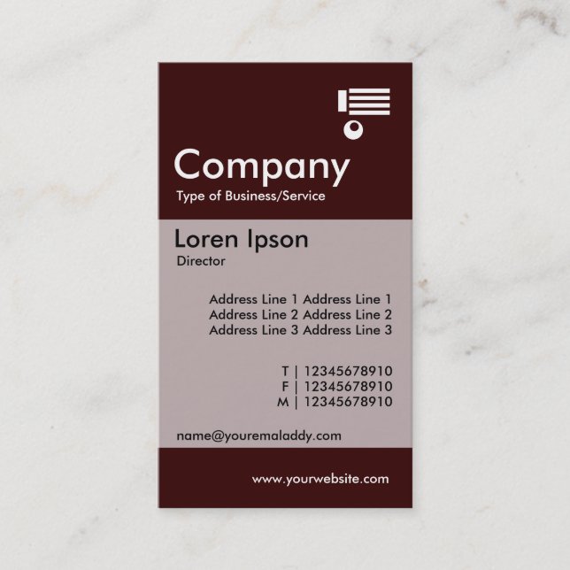 Vertical Banded - Dark Brown Business Card (Front)