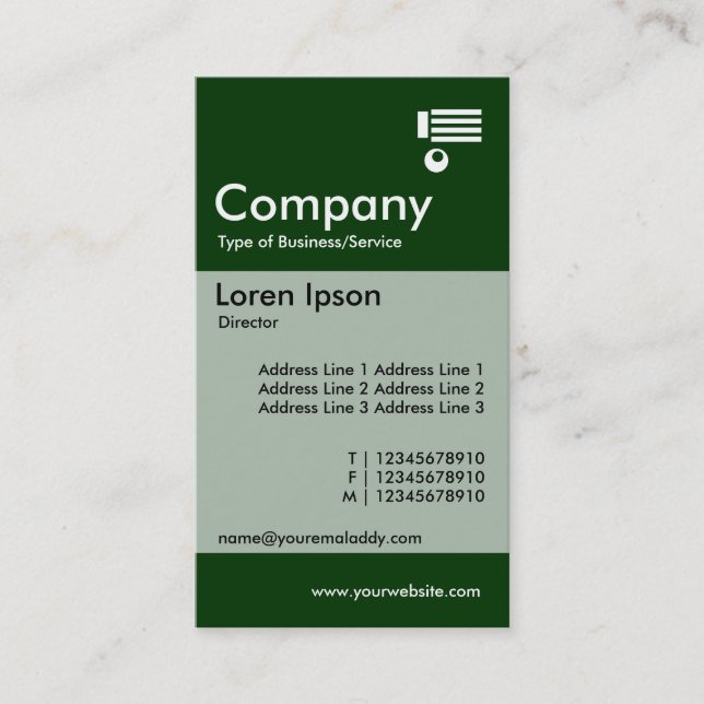 Vertical Banded - Dark Green Business Card (Front)