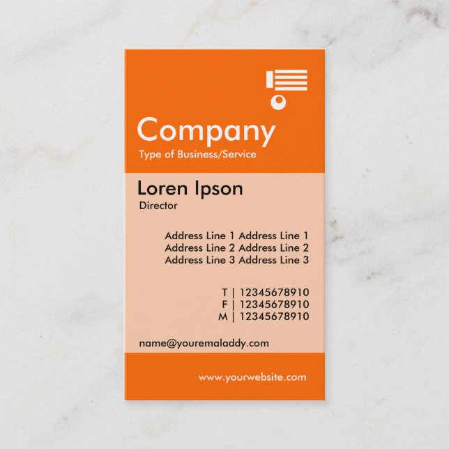 Vertical Banded - Orange Business Card (Front)