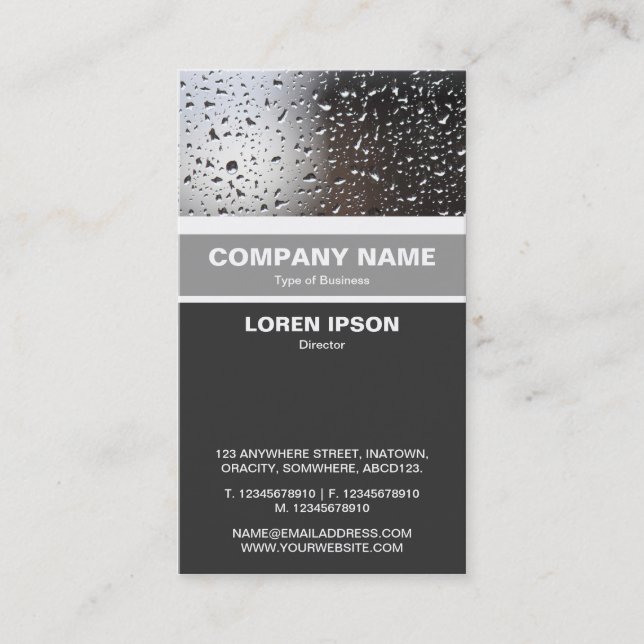 Vertical Banded - Rain on a Window Business Card (Front)