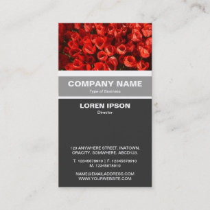 Vertical Banded - Red Tulips Business Card