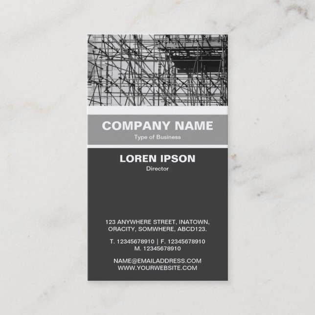 Vertical Banded - Scaffolding Business Card (Front)
