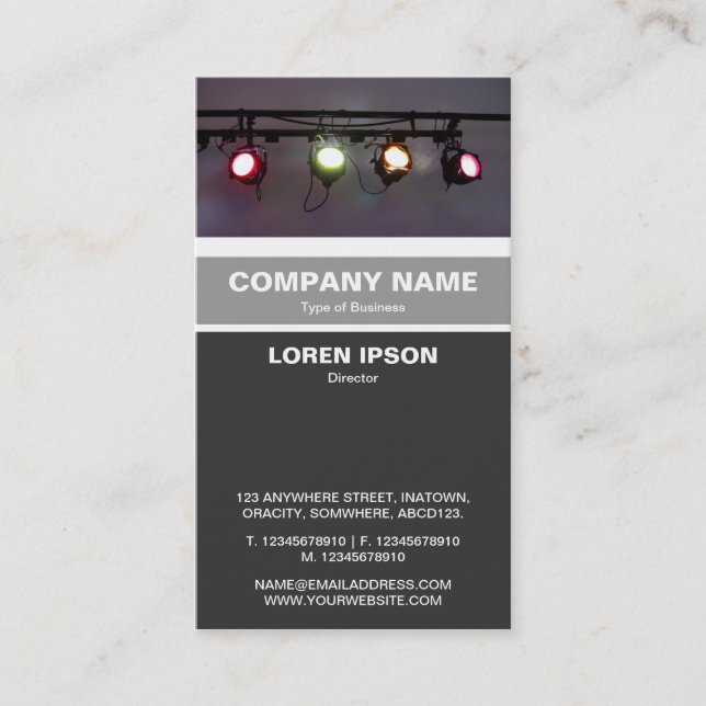 Vertical Banded - Spotlights Business Card (Front)