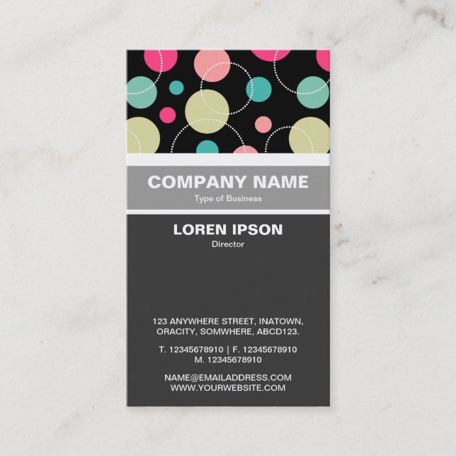 Vertical Banded - Spots & Circles 150816 Business Card (Front)