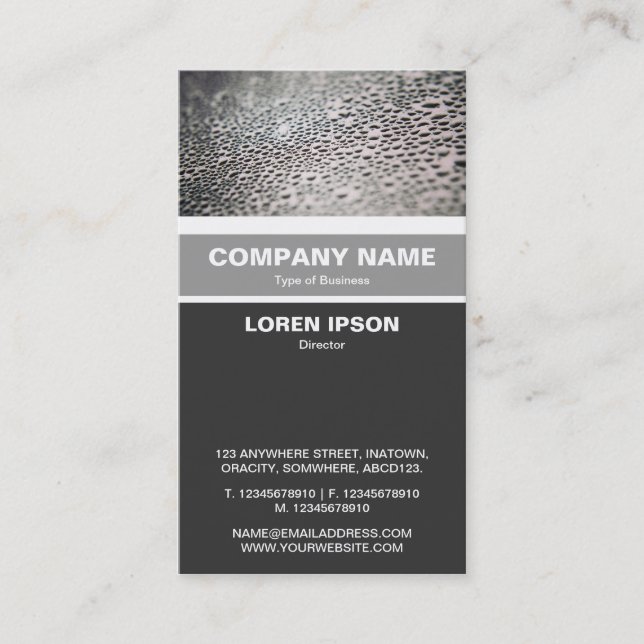 Vertical Banded - Water Droplets on Glass 02 Business Card (Front)