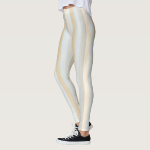 Vertical Beige Stripes Decor on Leggings