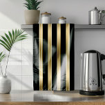 Vertical Black And Gold Stripes White Background Tea Towel<br><div class="desc">Elegant modern black and gold stripes on customisable white background.</div>