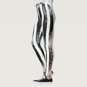 Vertical Black and White Stripe Leggings