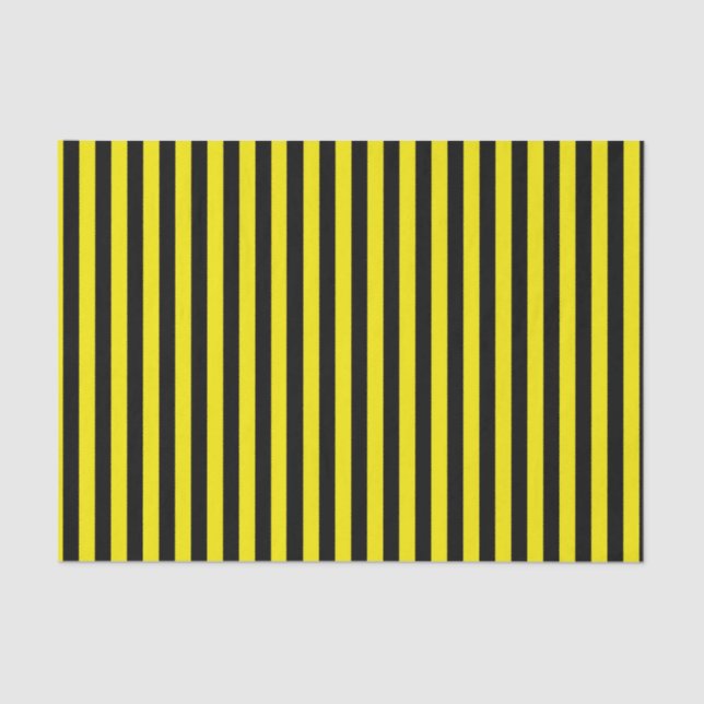 Vertical Black and Yellow Stripes Tissue Paper (Front)