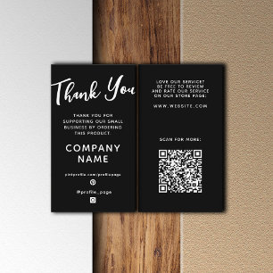 Vertical black elegant Thank you Business Card
