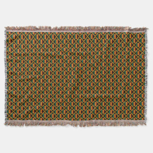 Vertical Black, Green, Red, Yellow Kente Cloth Throw Blanket