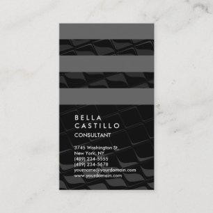Vertical Black Grey Striped Trendy Consultant Business Card