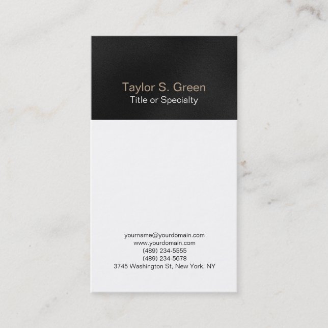 Vertical black grey white professional modern business card (Front)
