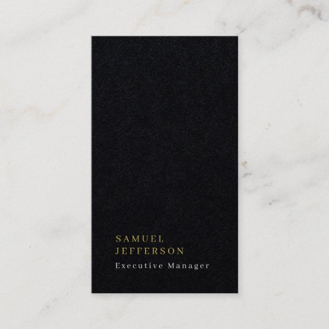 Vertical black professional plain modern business card (Front)