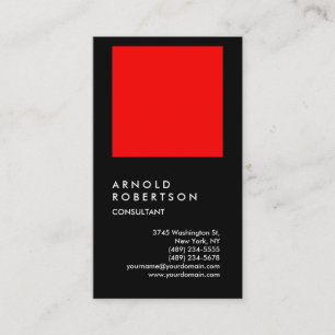 Vertical Black Red Chic Consultant Business Card