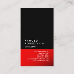 Vertical Black Red Trendy Consultant Business Card