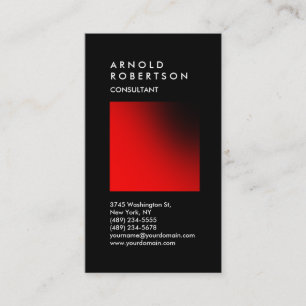 Vertical Black Red Trendy Consultant Business Card