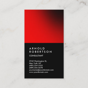 Vertical Black Red Trendy Consultant Business Card