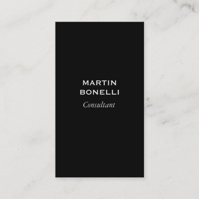 Vertical Black Standard Modern Business Card (Front)