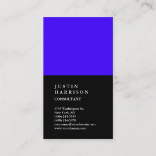 Vertical Black Ultramarine Blue Striped Trendy Business Card