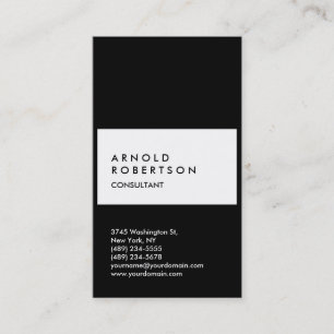 Vertical Black White Consultant Business Card