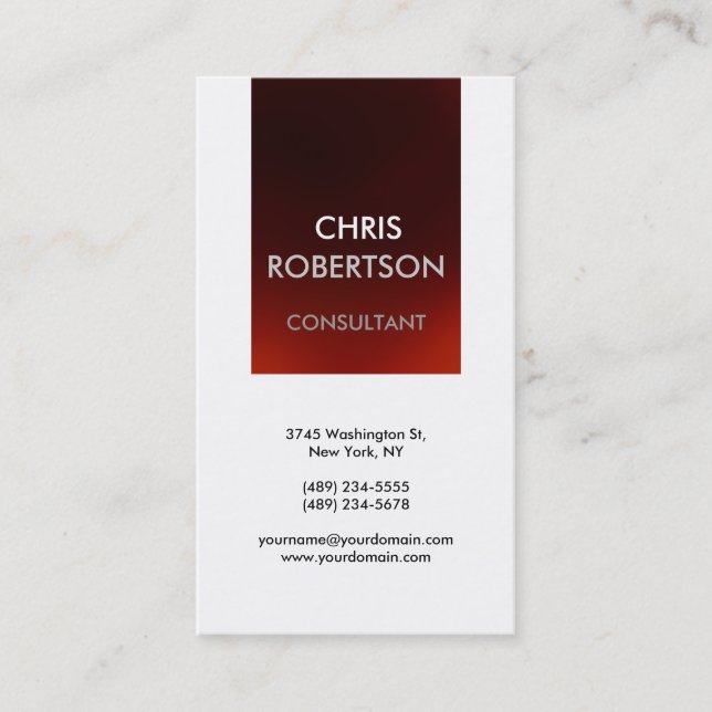 Vertical Black White Grey Red Business Card (Front)