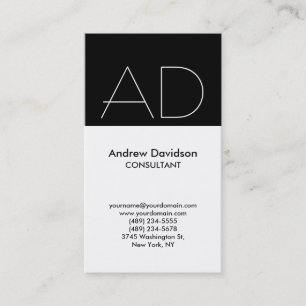 Vertical Black White Monogram Business Card