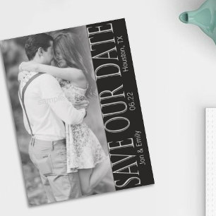 Vertical Black & White Save the Date 5 x 7 Announcement