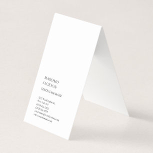 Vertical Black White Trendy Minimalist Plain Business Card