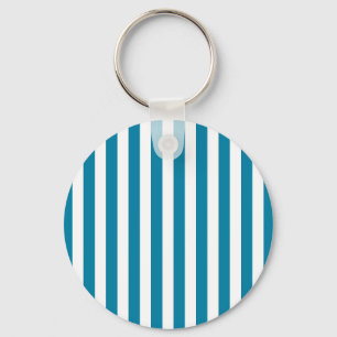 Vertical Blue and white stripes Key Ring