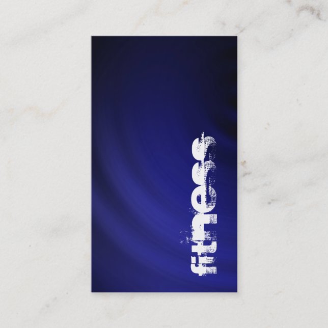 Vertical Blue Black Fitness Sport Business Card (Front)