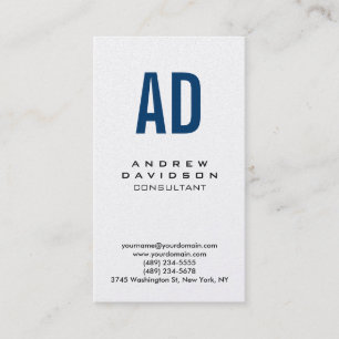Vertical Blue Monogram Business Card