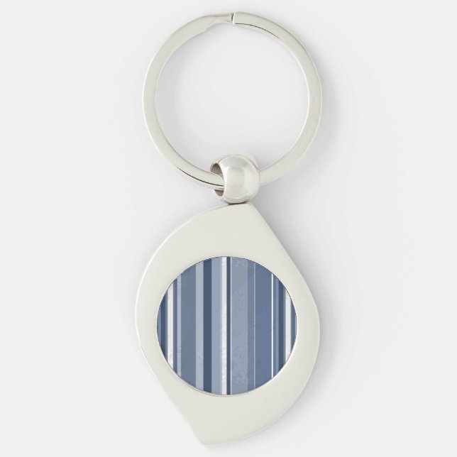 Vertical Blue Stripes Key Ring (Front)
