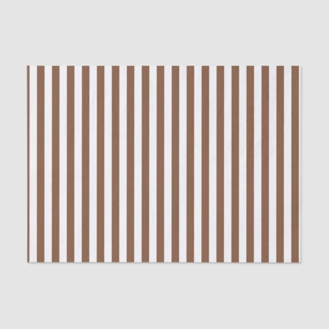 Vertical Brown and White Stripes Tissue Paper (Front)