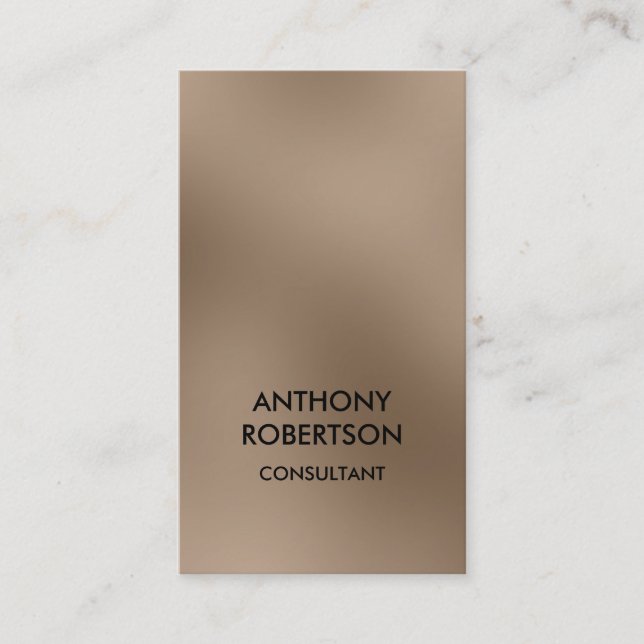 Vertical Browny Beige Attractive Business Card (Front)