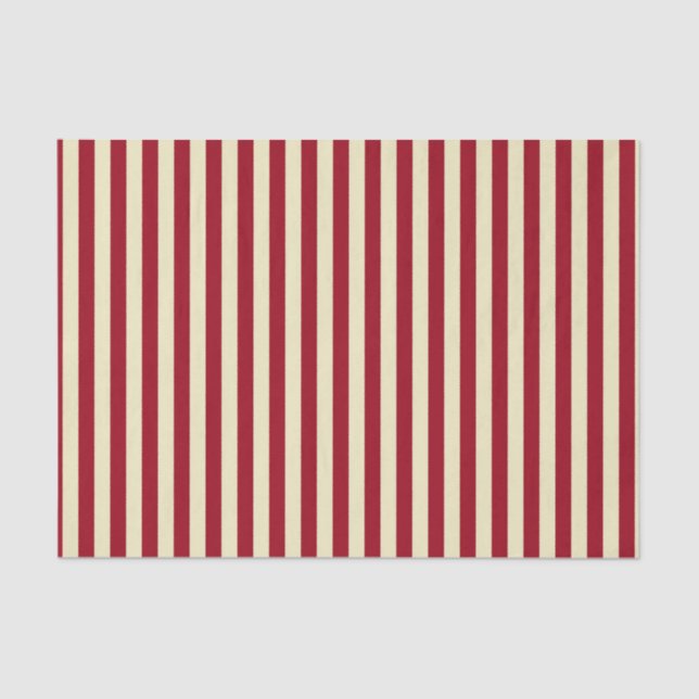Vertical Burgundy and Cream Stripes Tissue Paper (Front)